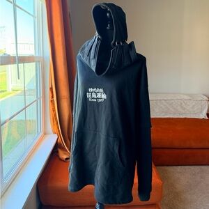 Black Hoodie Buckled High Neck Hood